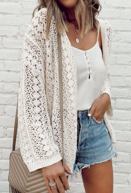 Drop shoulder knit cardigan