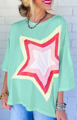 Mint star patch tee