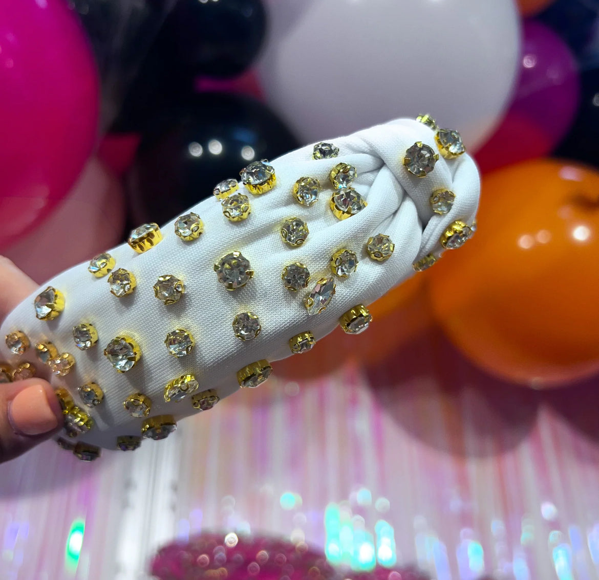 White Bejeweled headband