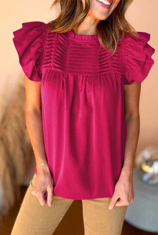 Pink ruffle blouse