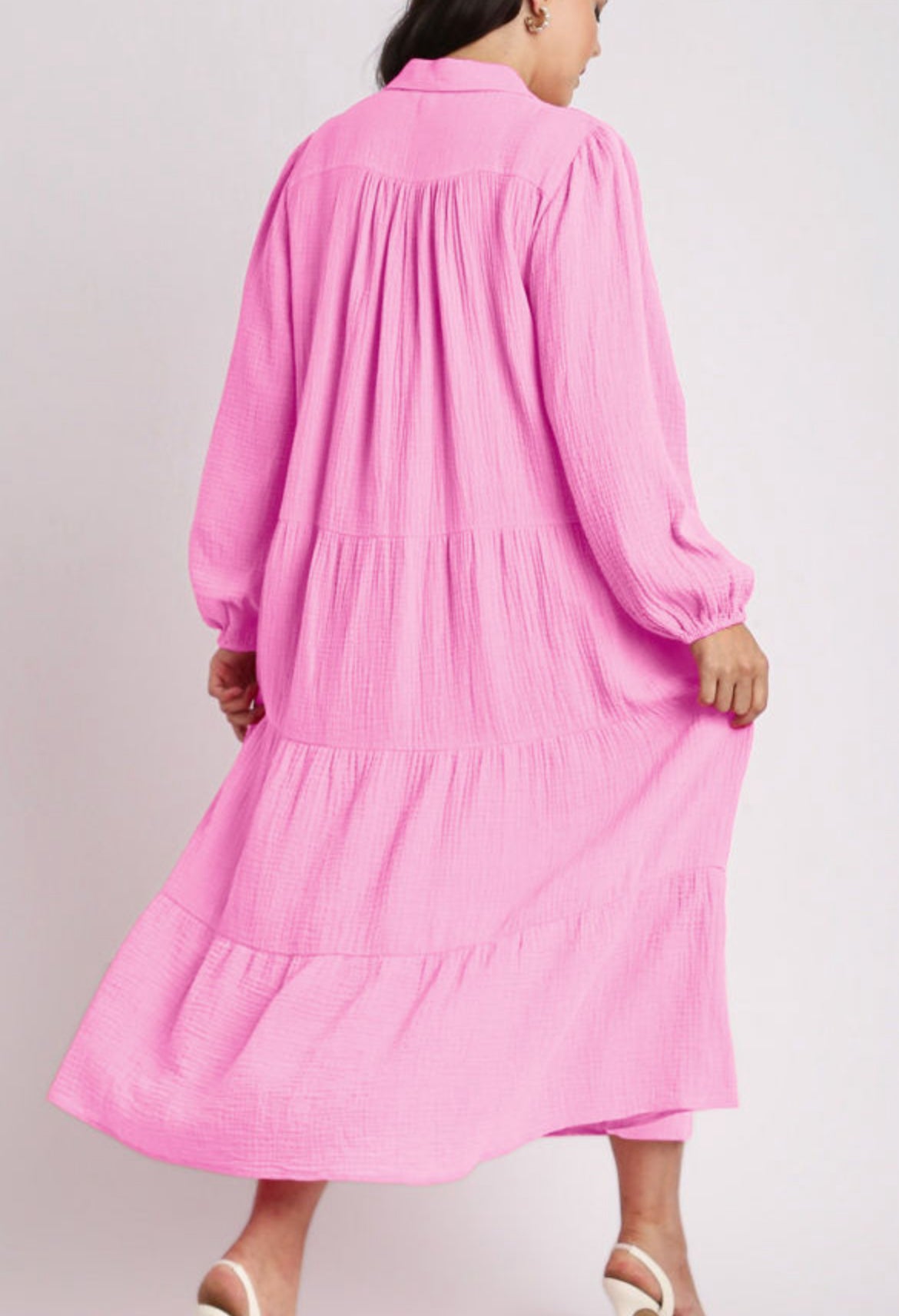 Long pink gauze dress