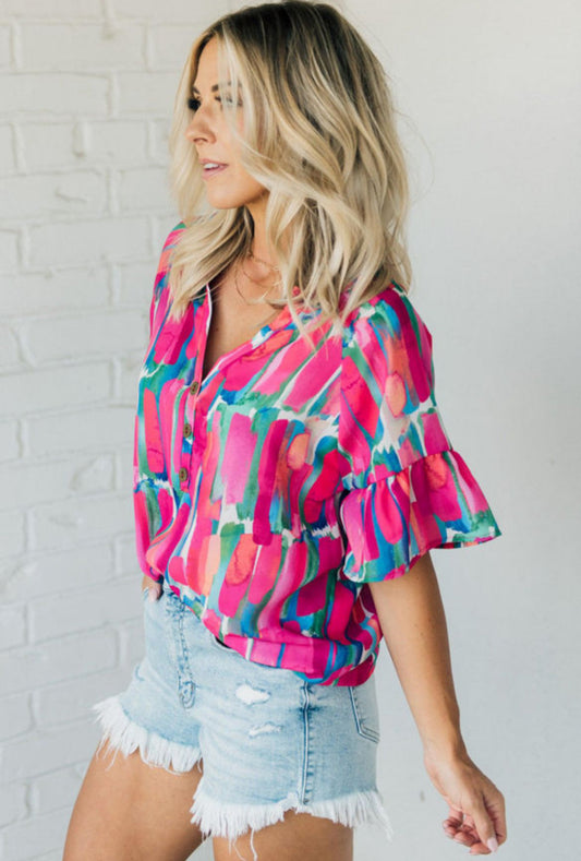 Multi color abstract blouse