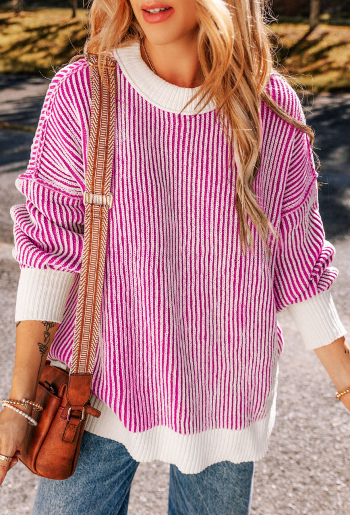 Pink ribbed sweater