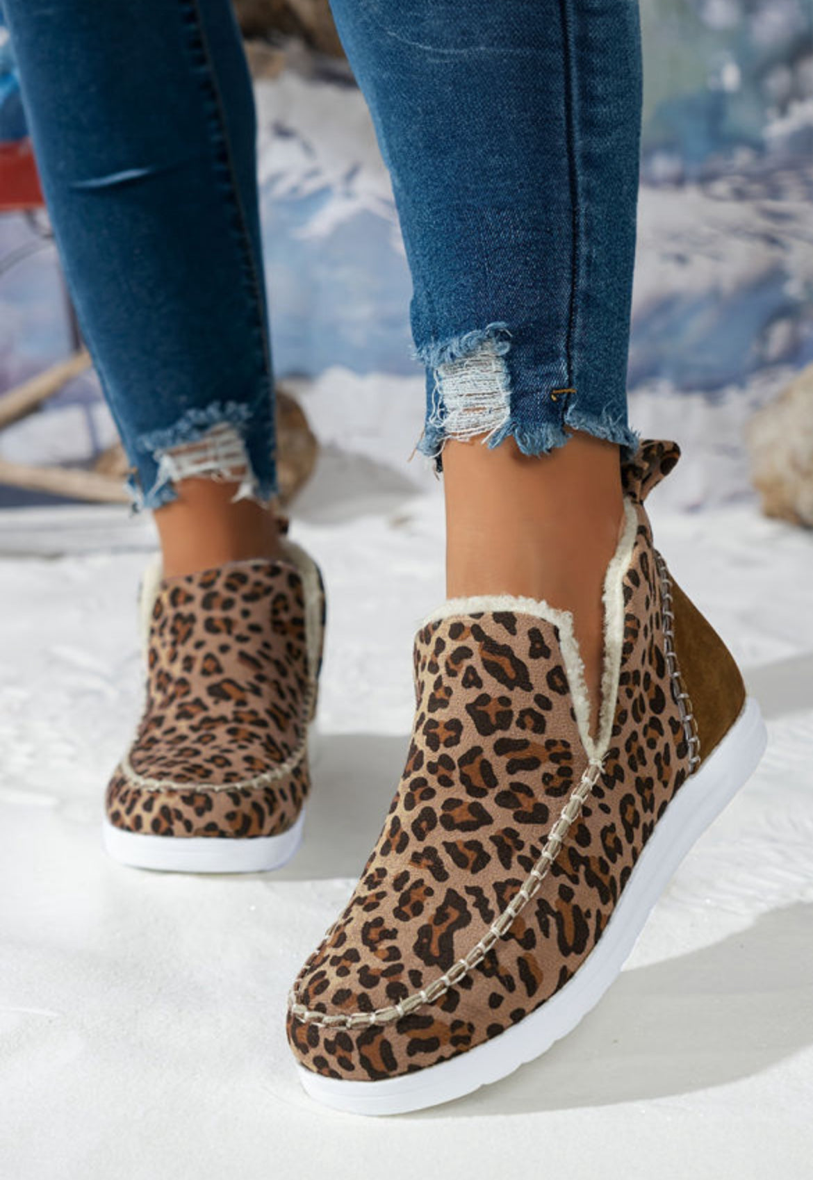 Leopard ankle boots